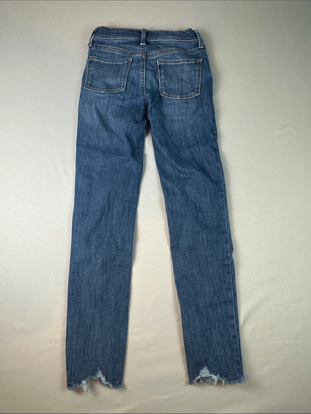 Old Navy Girls Blue Distressed High Rise Jeans Size 10 Rockstar Jegging Raw Hem